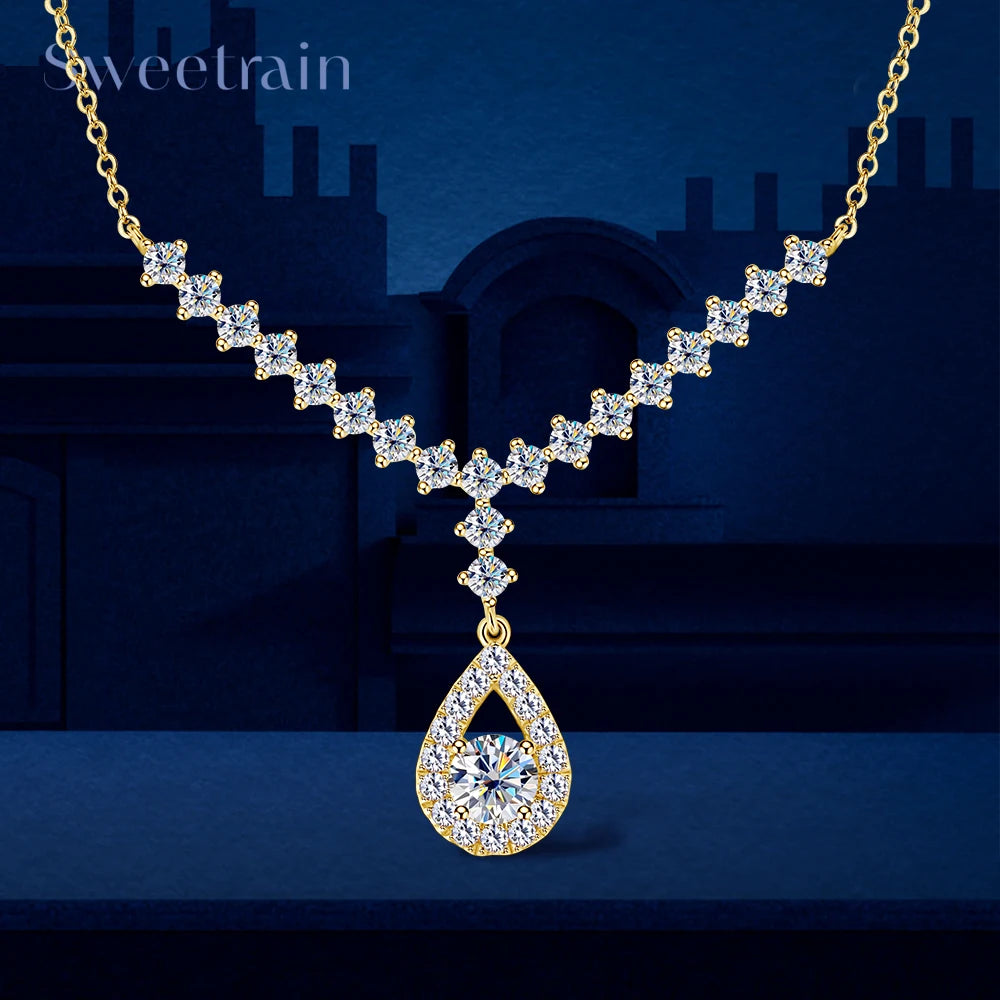 3.38CT Moissanite 925 Sterling Silver Necklace