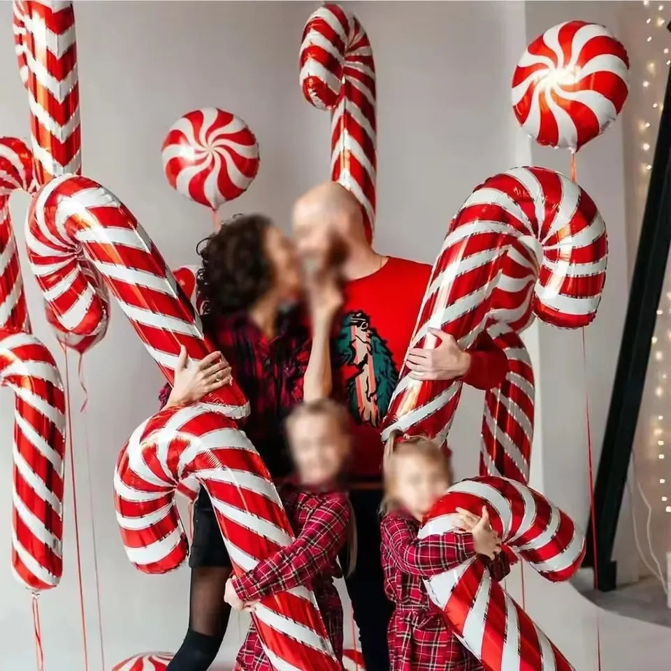 5PCS Large Christmas Candy Cane Balloons – Outdoor Xmas Decoration Supplies, Festive Candy Canes Décor for Holiday 2025 & Navidad