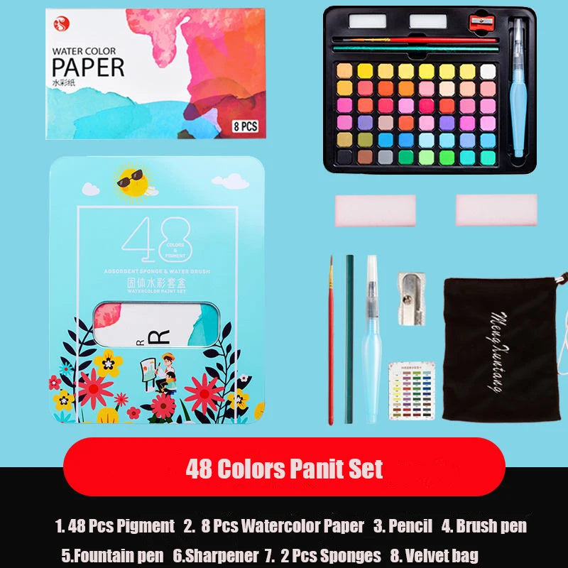 48-Color Watercolor Paint Set – Complete Art Kit