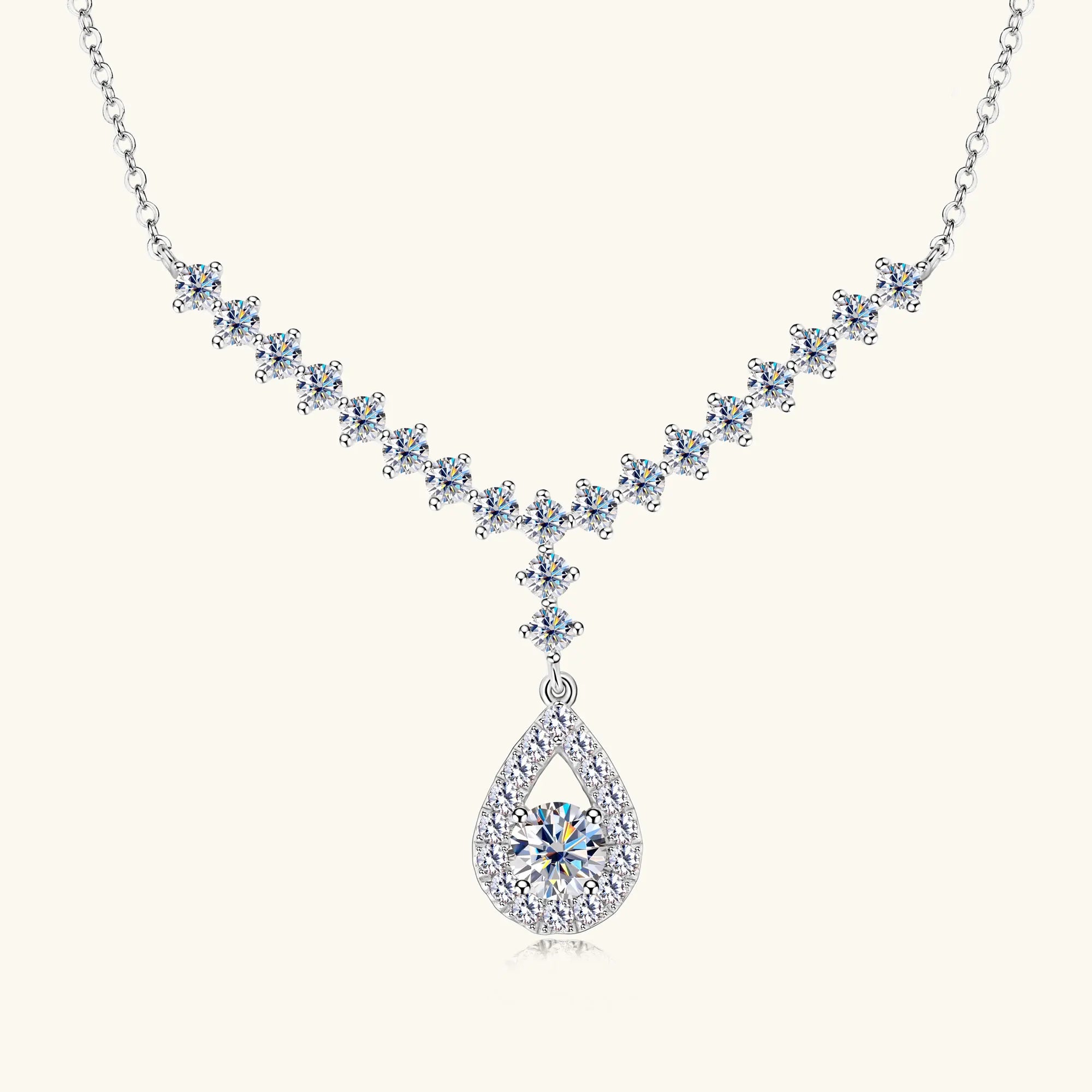 3.38CT Moissanite 925 Sterling Silver Necklace