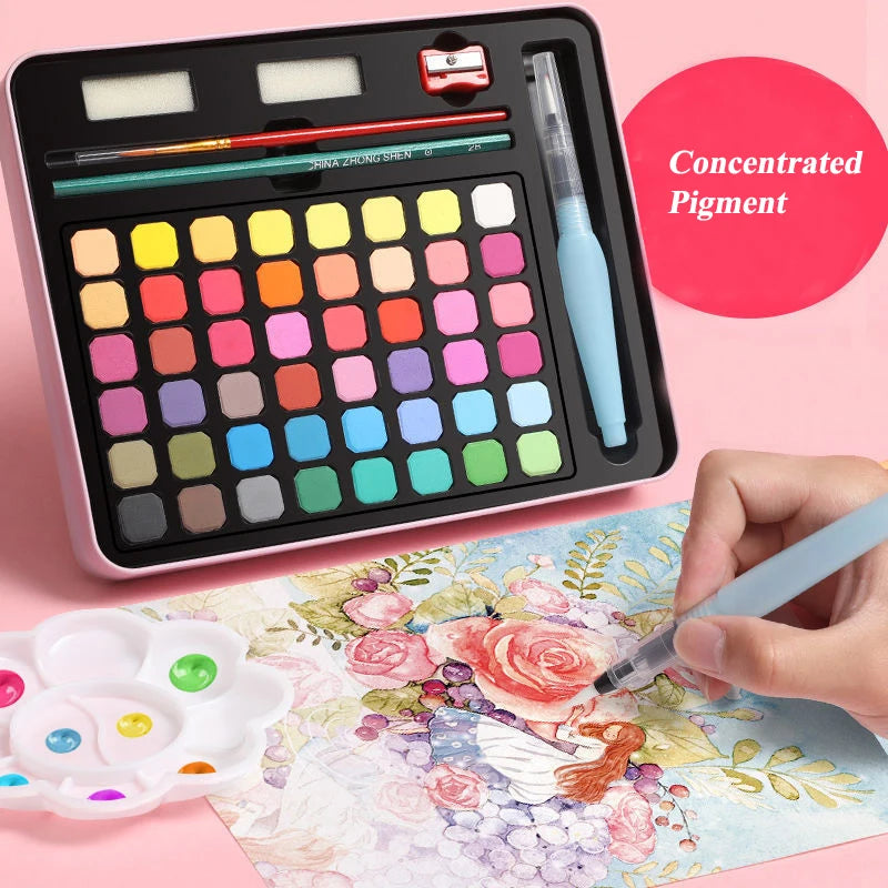 48-Color Watercolor Paint Set – Complete Art Kit