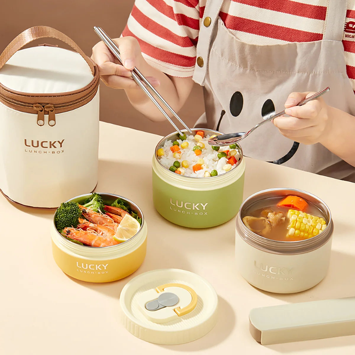 Stainless Steel Cartoon Food Container – Leakproof & Insulated