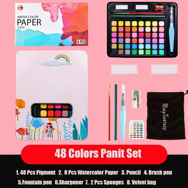 48-Color Watercolor Paint Set – Complete Art Kit