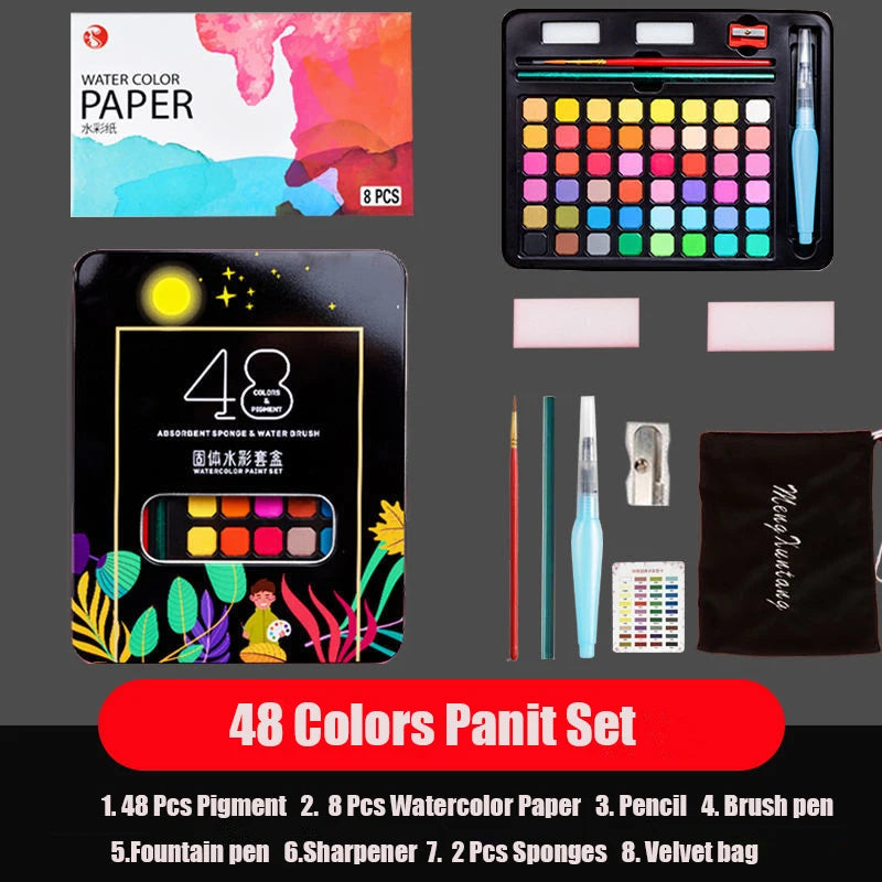 48-Color Watercolor Paint Set – Complete Art Kit