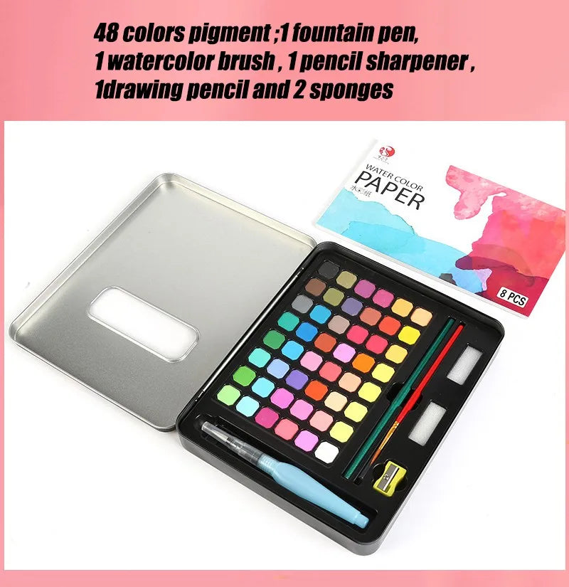 48-Color Watercolor Paint Set – Complete Art Kit