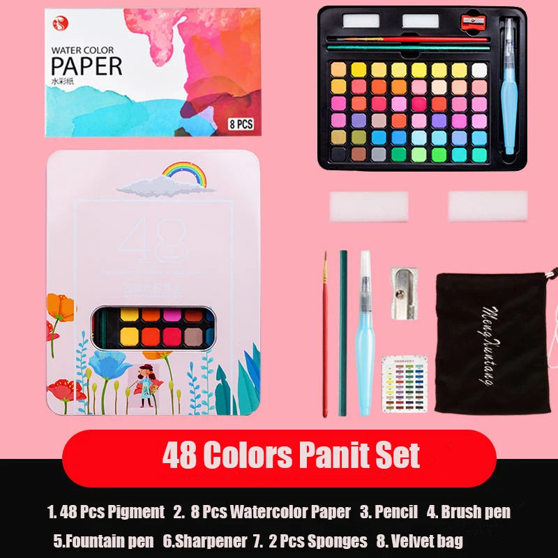 48-Color Watercolor Paint Set – Complete Art Kit